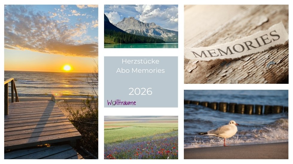 Herzstückeabo_Thema_Memories 2026 Memories 2026, Herzstücke mit handgefärbter Wolle